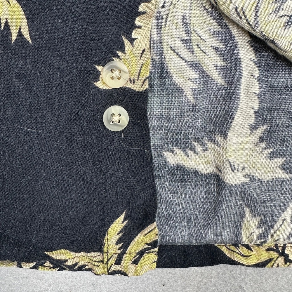 80s Vintage 100% Rayon Pierre Cardin Button Up Shirt Mens Medium Black Tropical - Picture 9 of 10